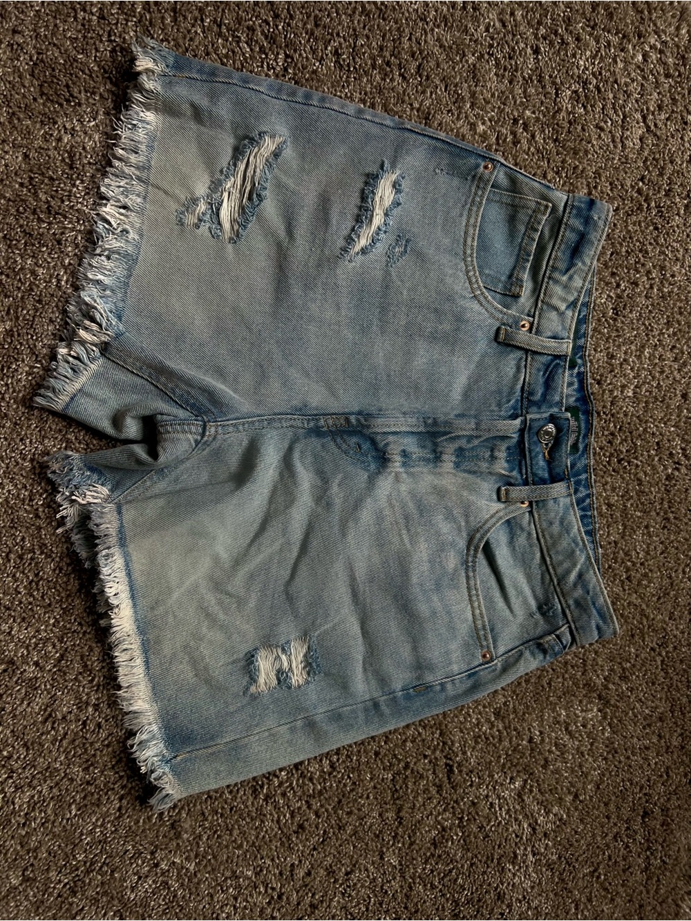 Super High-Rise Distressed Denim Shorts